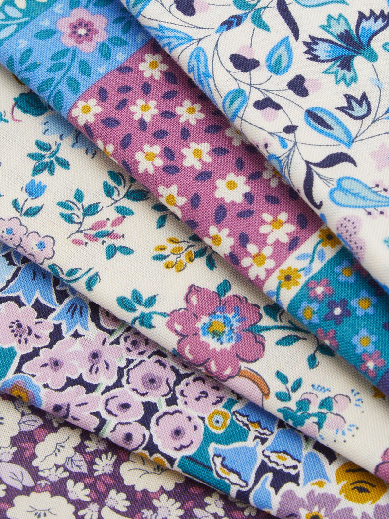 Liberty Fabrics Tudor Patchwork fat quarter fabric pack of 5 (British brand)