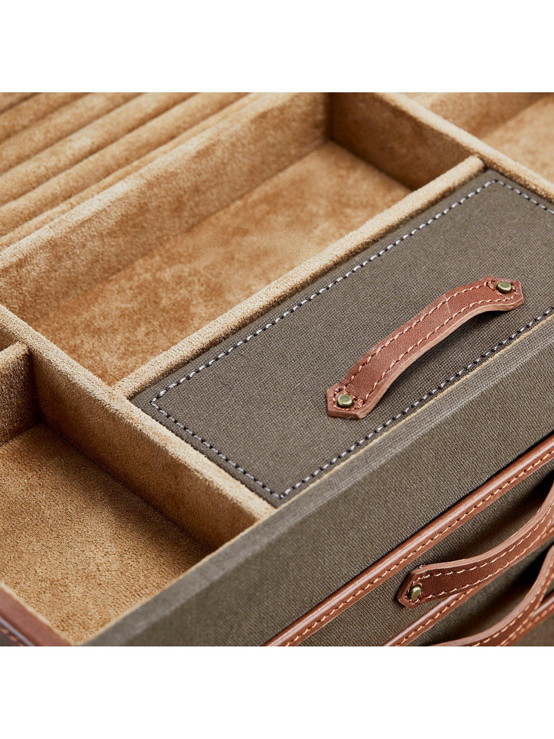 WOLF Ida trunk jewellery box khaki, imported from the UK