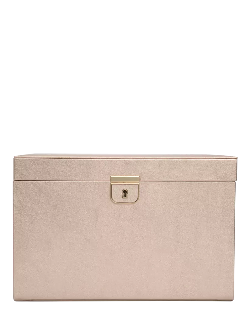 WOLF Palermo Leather Jewellery Box, Large, Rose Gold