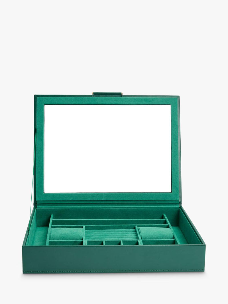 WOLF Sophia leather jewellery box with window (British brand)