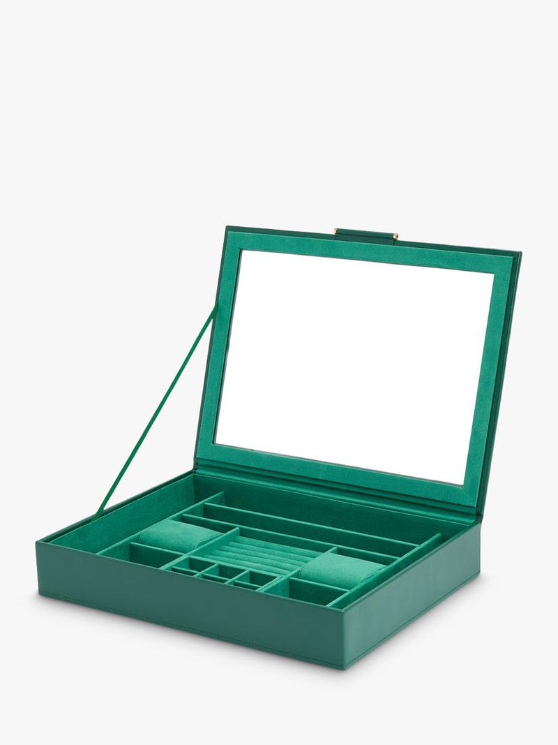 WOLF Sophia leather jewellery box with window (British brand)
