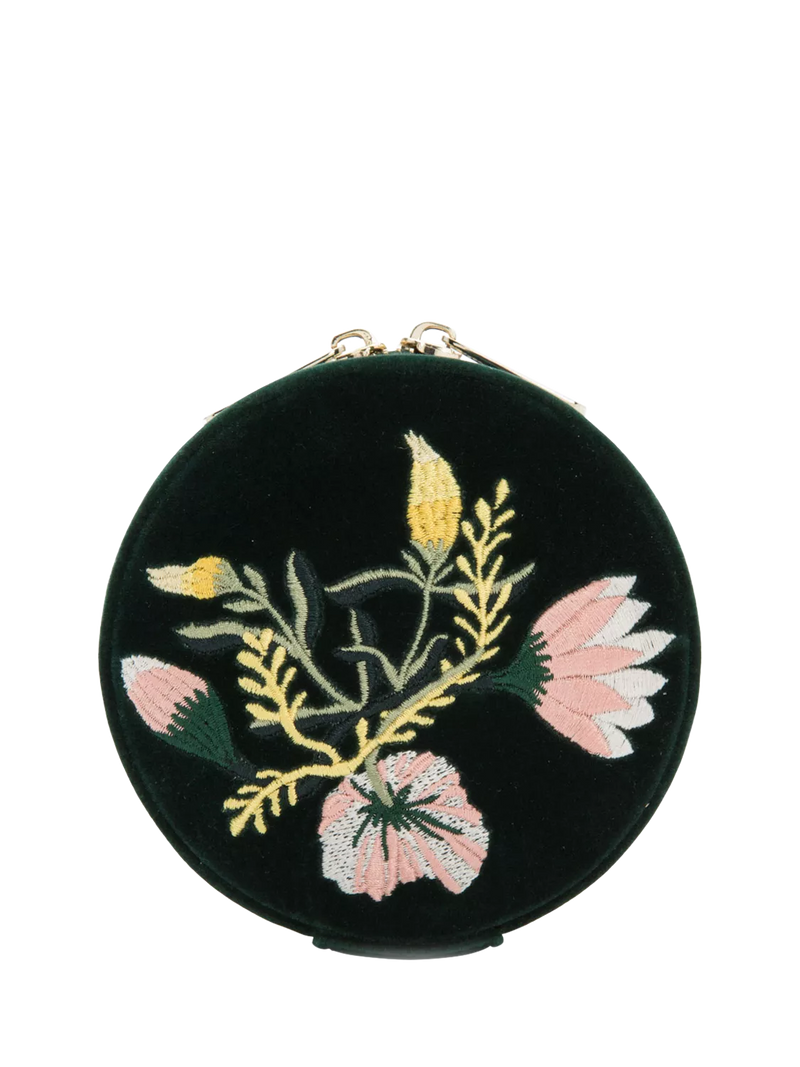 WOLF Zoe Velvet Round Travel Jewellery Case