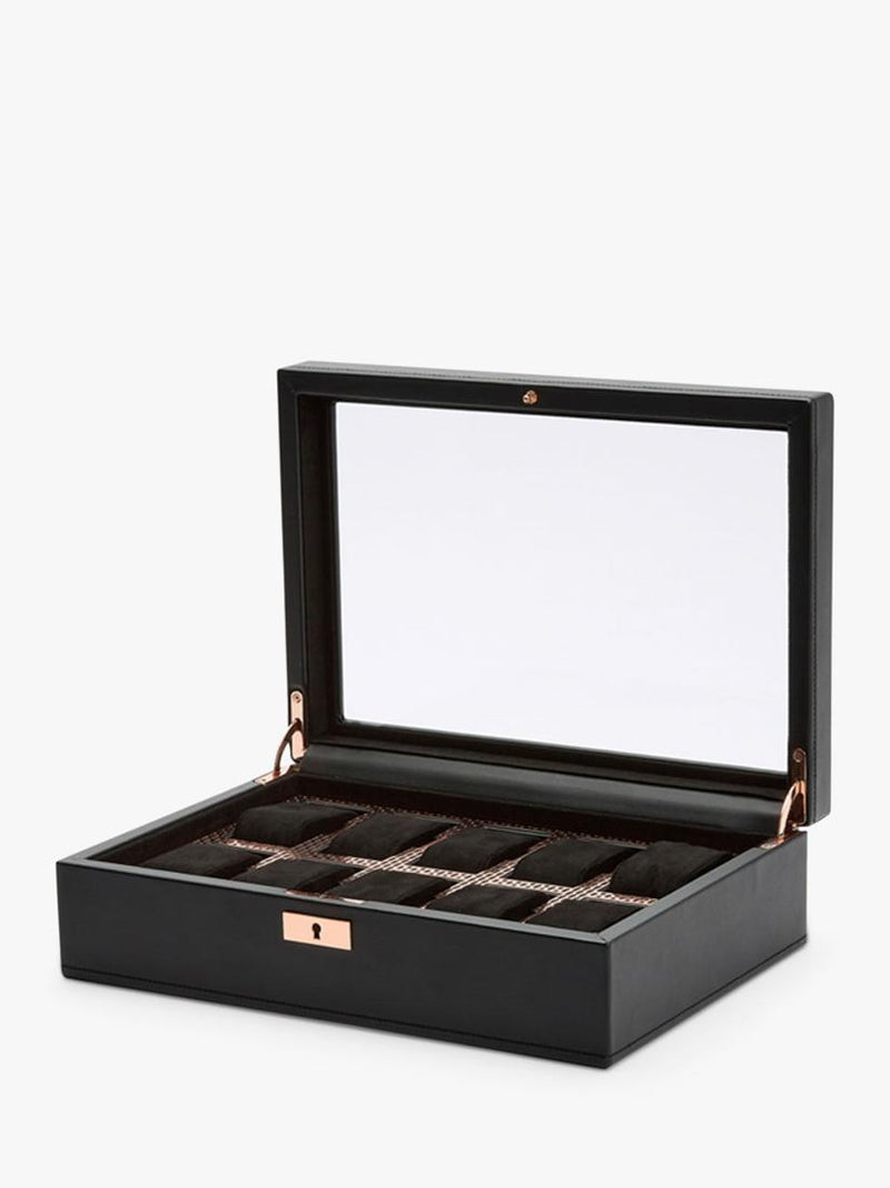 WOLF Axis vegan leather 10 piece watch box - British product