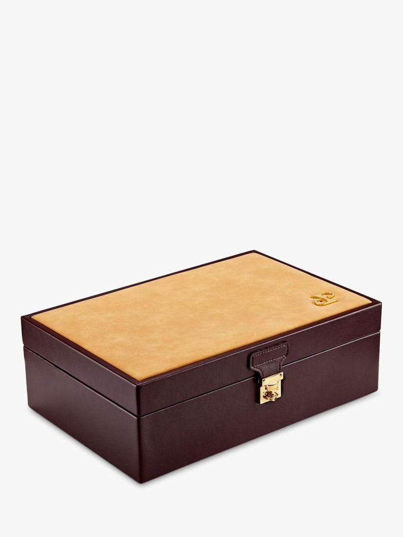 WOLF vegan leather watch and jewellery box chestnut, imported from the UK
