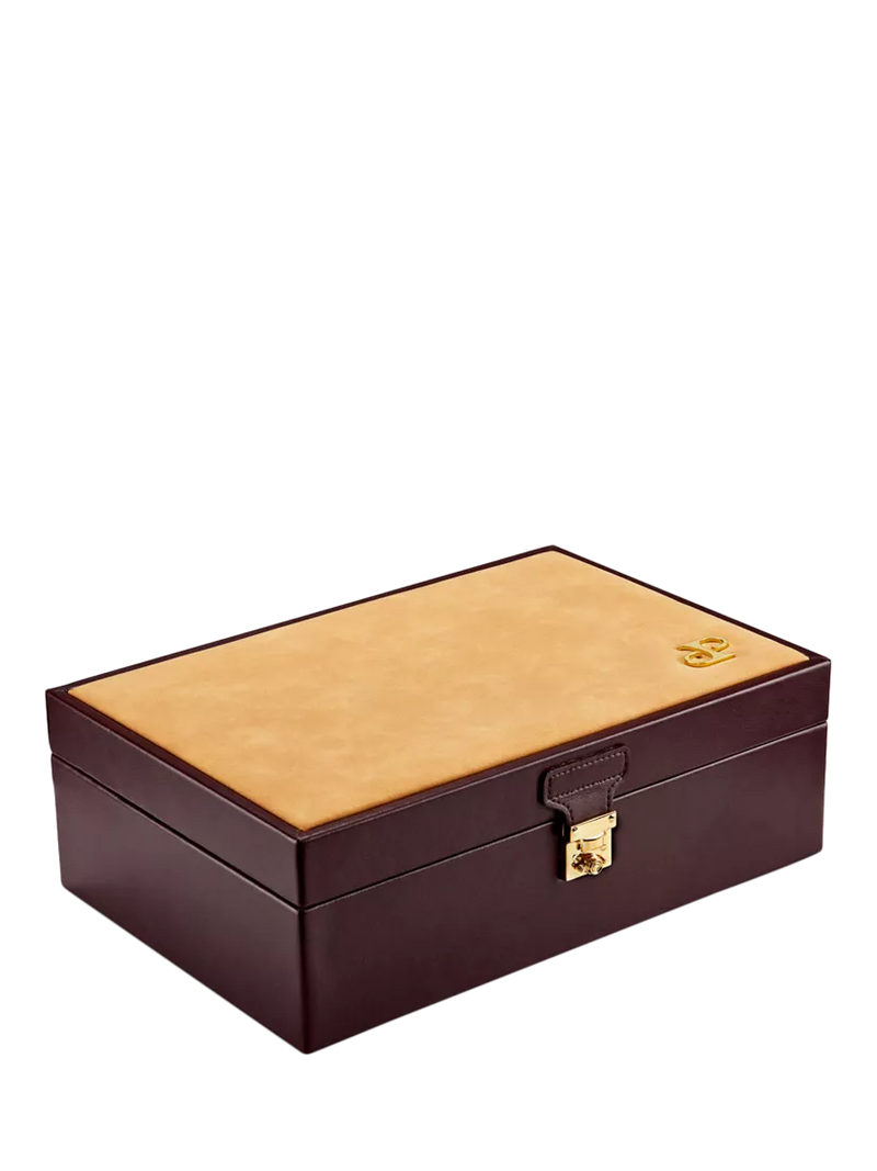 WOLF vegan leather watch and jewellery box chestnut, imported from the UK