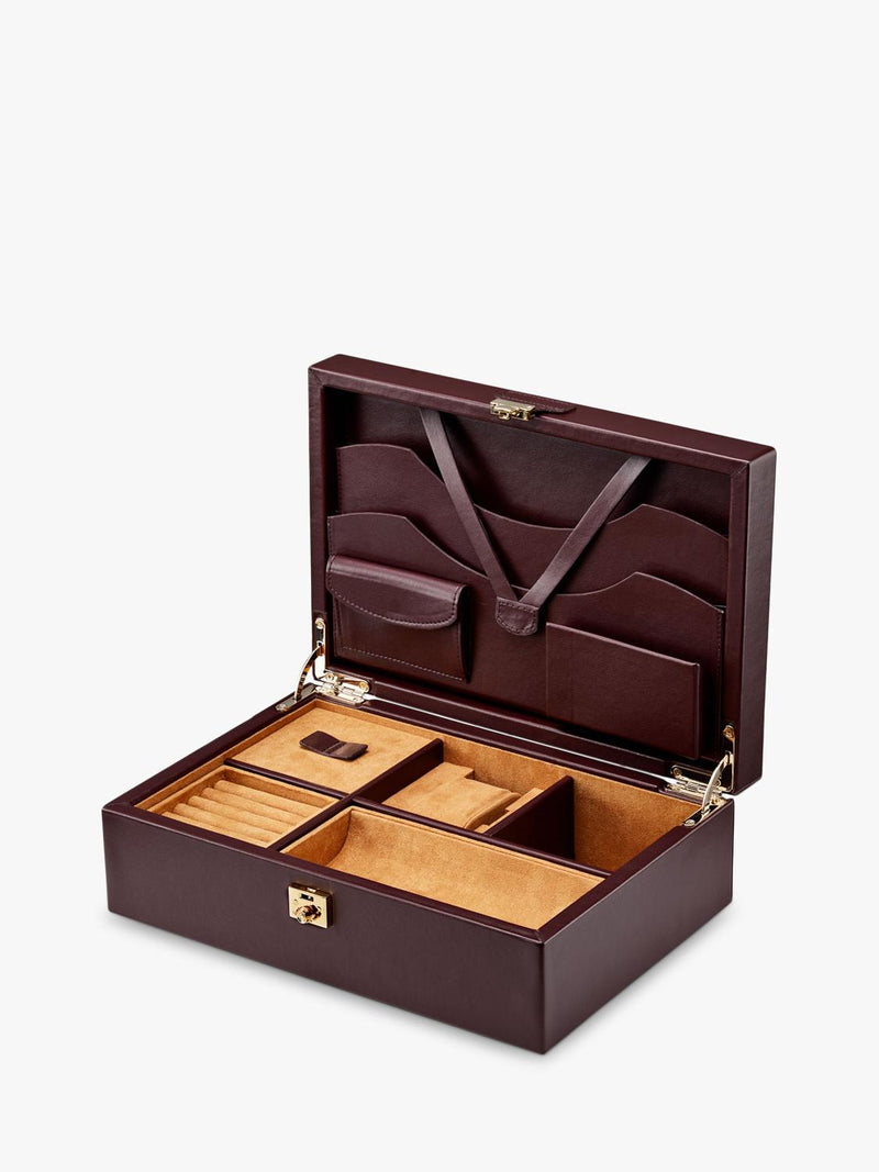 WOLF vegan leather watch and jewellery box chestnut, imported from the UK