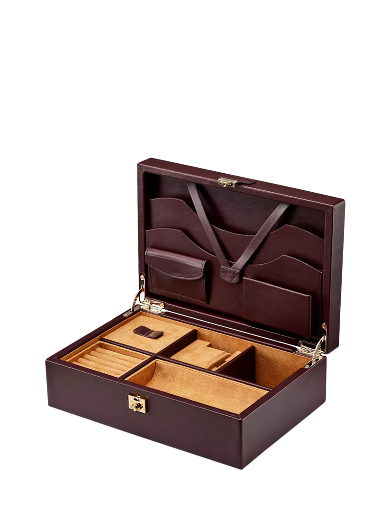 WOLF vegan leather watch and jewellery box chestnut, imported from the UK