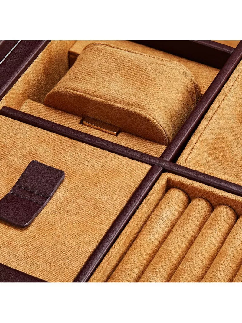 WOLF vegan leather watch and jewellery box chestnut, imported from the UK