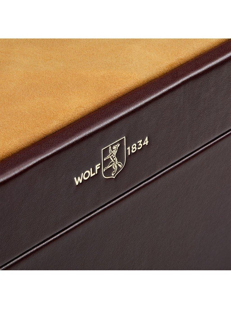WOLF vegan leather watch and jewellery box chestnut, imported from the UK
