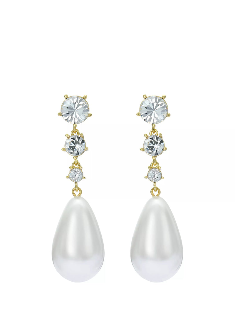 Ted Baker Pearsti drop earrings with faux pearl and crystals - British product