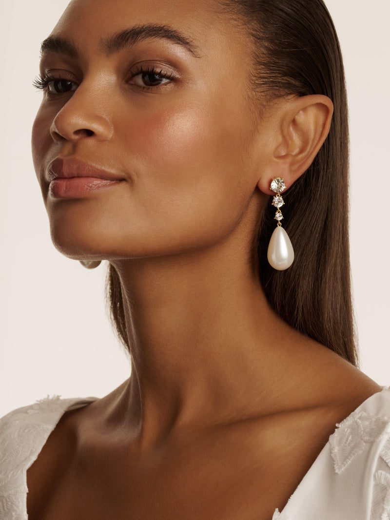 Ted Baker Pearsti drop earrings with faux pearl and crystals - British product