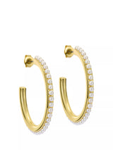 John Lewis Ted Baker Peraa Medium Pearl Hoop Earrings, Gold- Buy online at McGrocer
