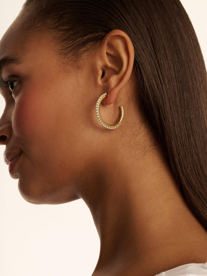 Ted Baker pearl hoop earrings medium, imported from the UK