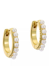 John Lewis Ted Baker Persia Pearl Huggie Earrings, Gold- Buy online at McGrocer
