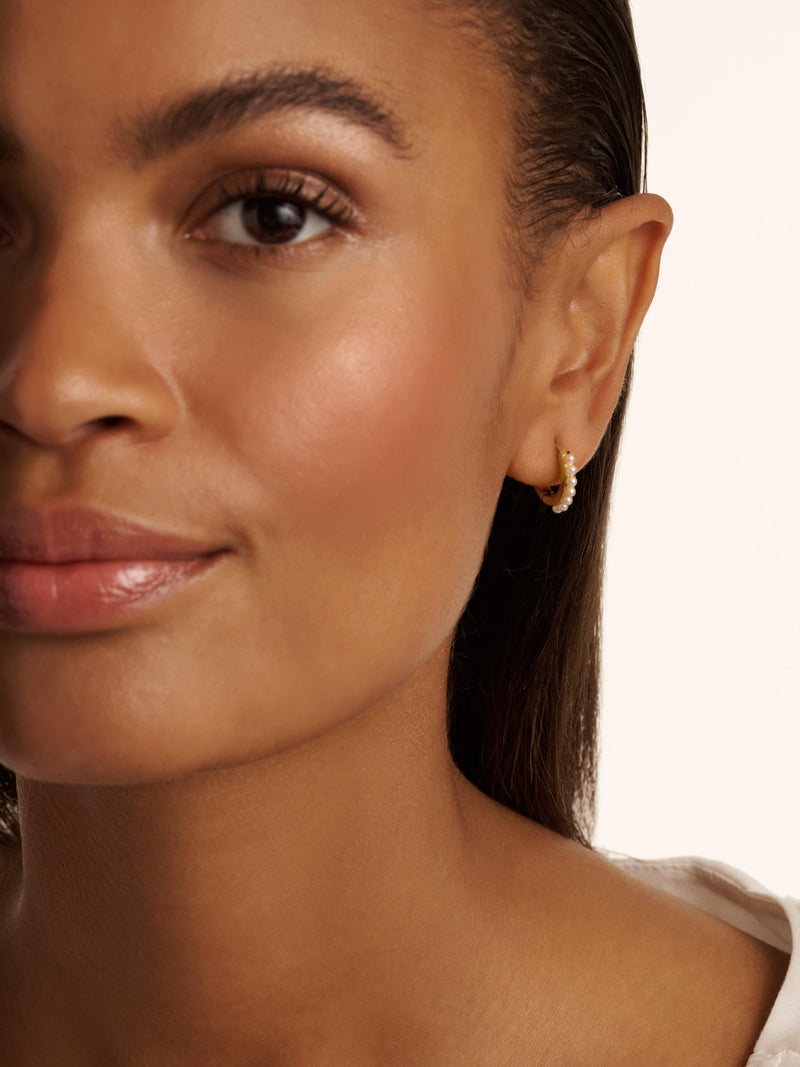 Ted Baker pearl huggie earrings gold, imported from the UK