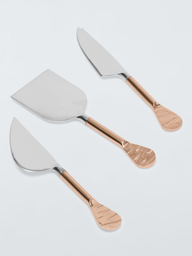John Lewis cheese knife set of 3, copper handles (British brand)