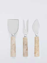John Lewis John Lewis Fossil Beige Marble Handle Cheese Knives Set of 3- Buy online at McGrocer