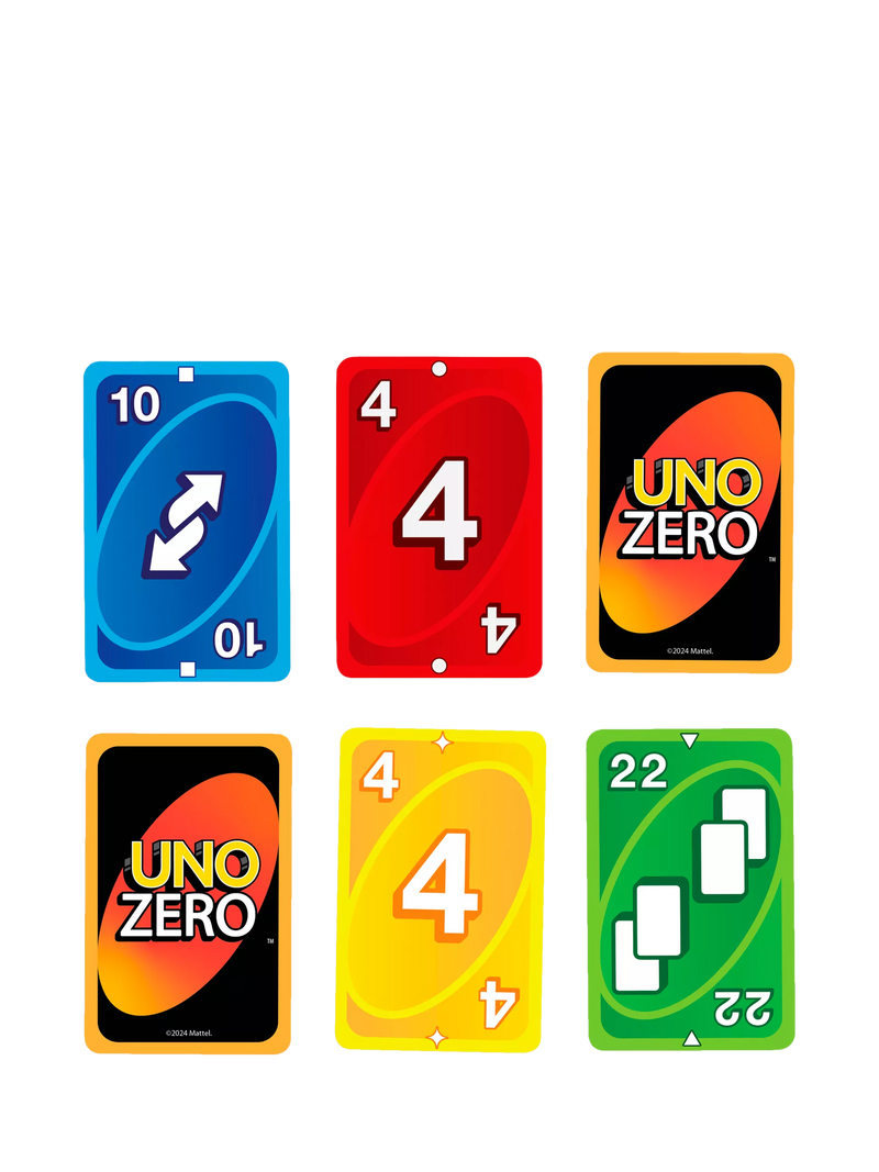 Mattel UNO Zero card game for 2 to 8 players, UK version