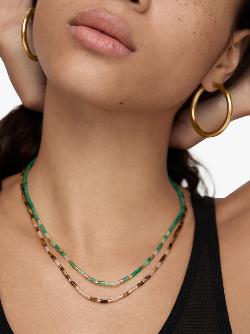 Monica Vinader Delphi beaded gem necklace, green, UK version