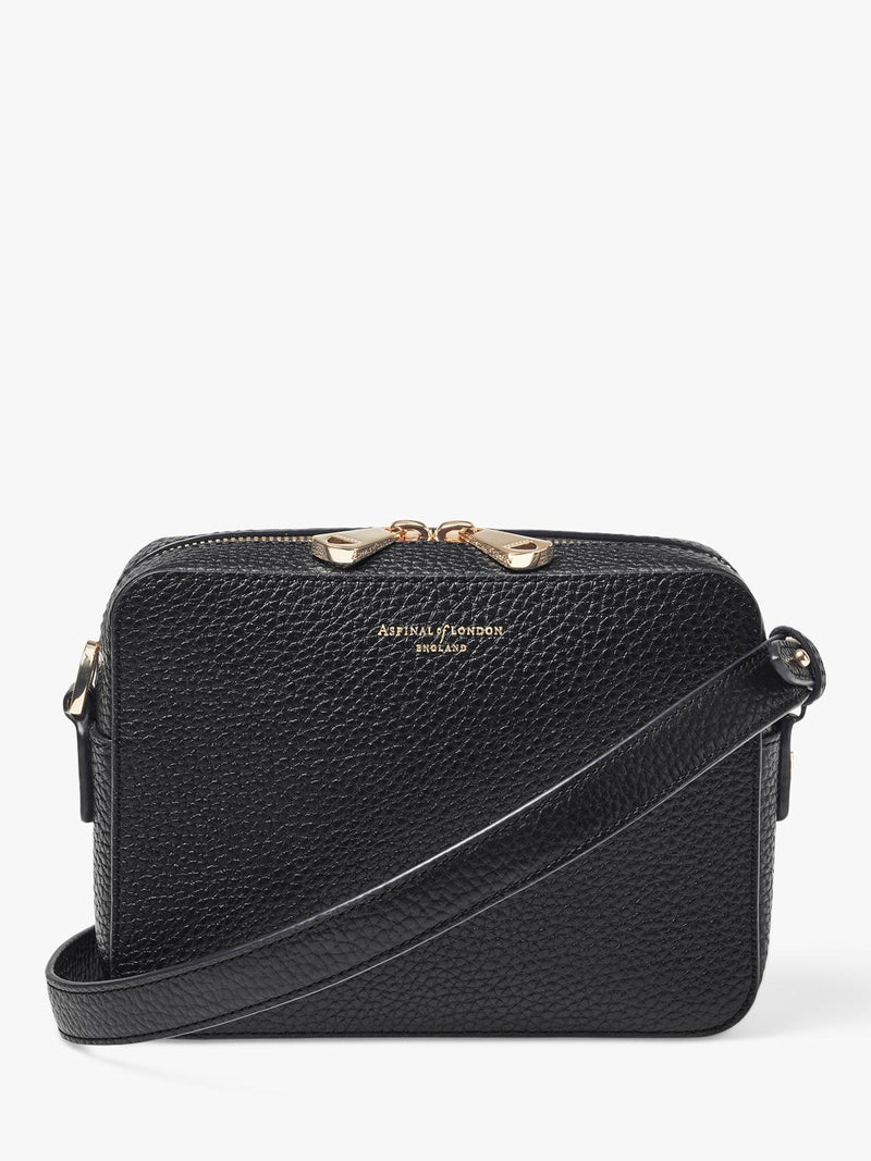 Aspinal of London camera crossbody bag in full-grain leather, UK version
