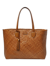 John Lewis Aspinal of London Island Woven Leather Large Tote Bag, Tan- Buy online at McGrocer