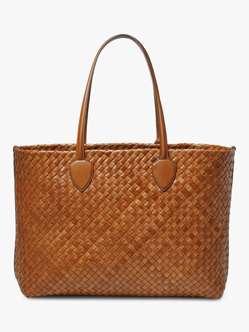 Aspinal of London woven leather tote tan large, UK version