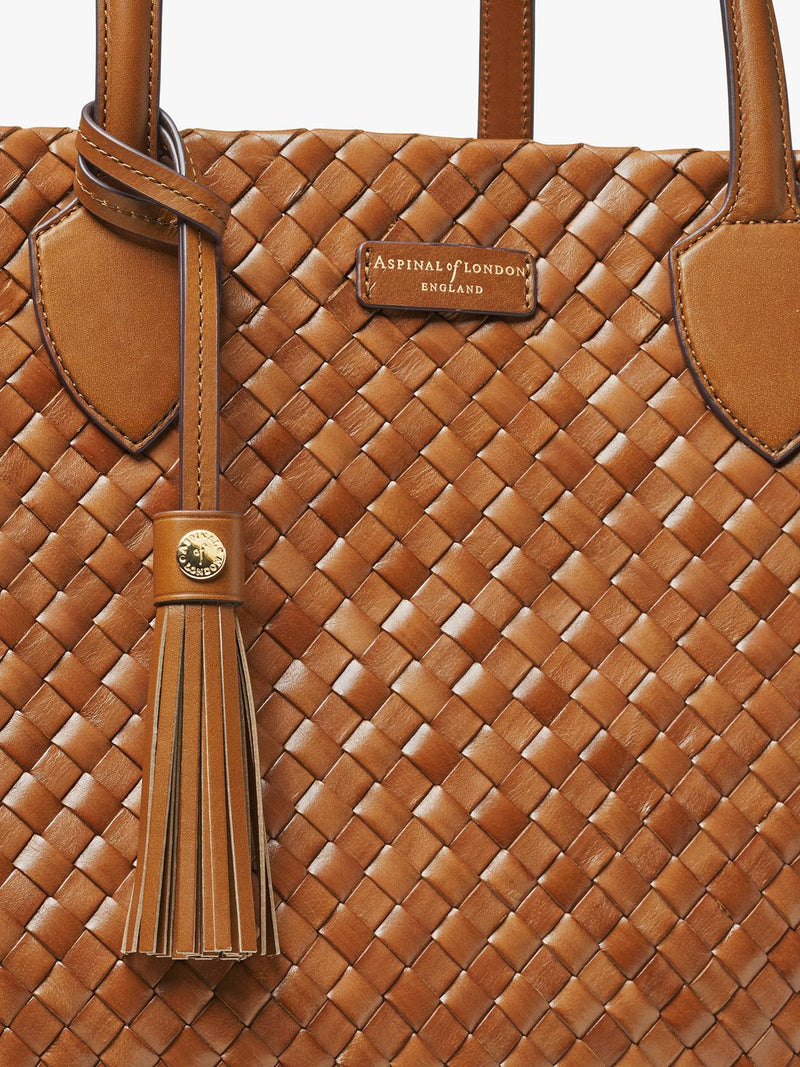 Aspinal of London woven leather tote tan large, UK version