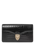 Aspinal of London patent croc clutch bag in black, imported from the UK
