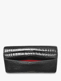 Aspinal of London patent croc clutch bag in black, imported from the UK
