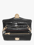Aspinal of London patent croc clutch bag in black, imported from the UK