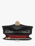 Aspinal of London patent croc clutch bag in black, imported from the UK