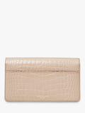 Aspinal of London Mayfair leather patent croc clutch bag taupe - British product