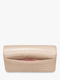Aspinal of London Mayfair leather patent croc clutch bag taupe - British product