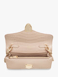 Aspinal of London Mayfair leather patent croc clutch bag taupe - British product
