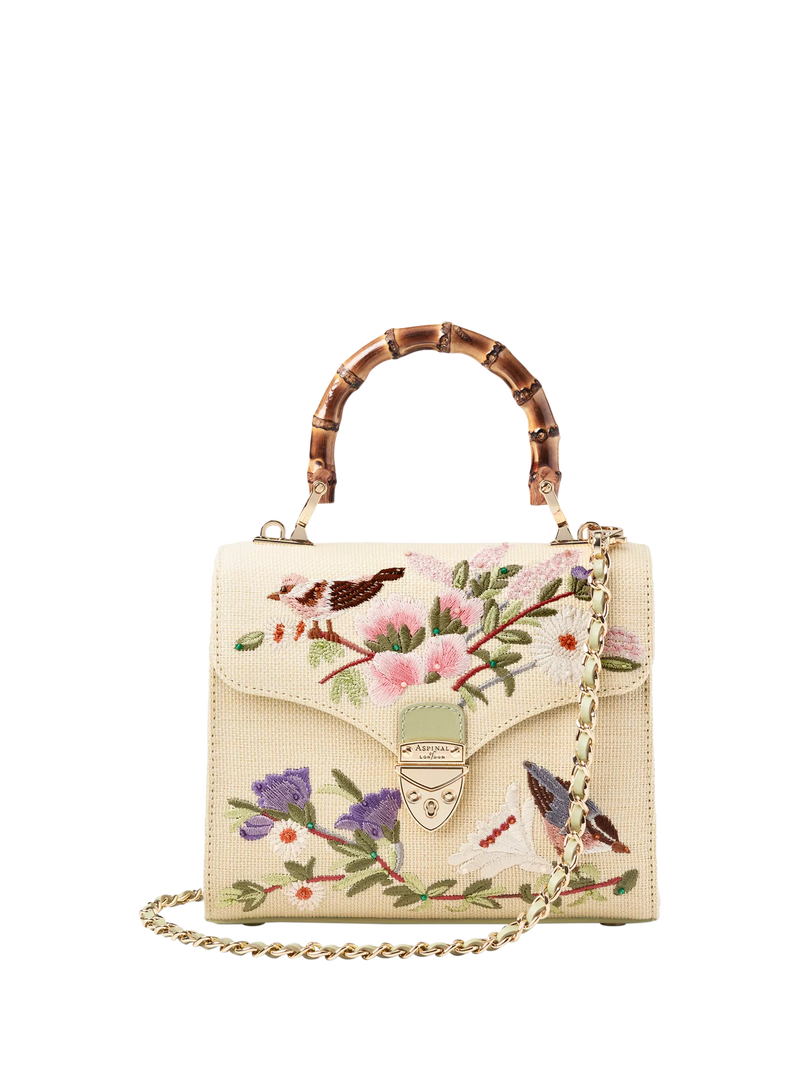 Aspinal of London Mayfair Midi embroidered grab bag, imported from the UK