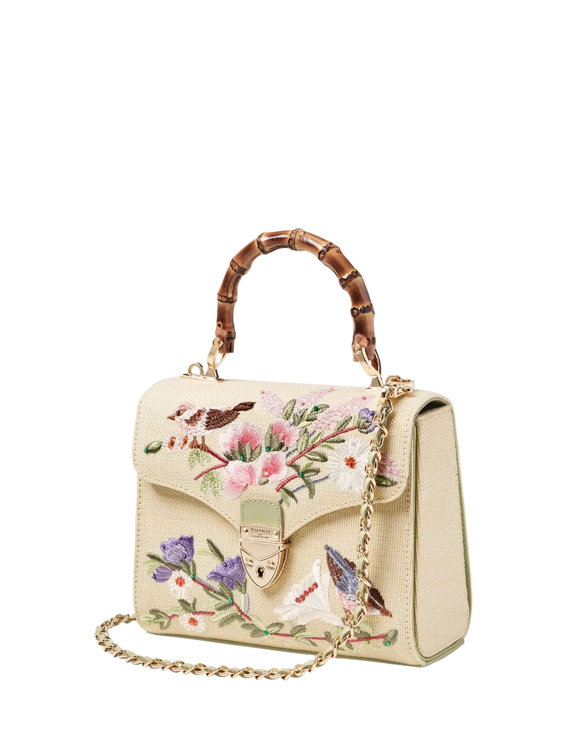 Aspinal of London Mayfair Midi embroidered grab bag, imported from the UK