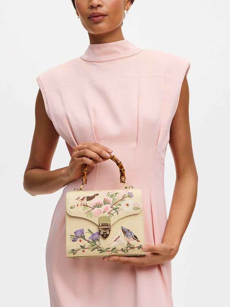 Aspinal of London Mayfair Midi embroidered grab bag, imported from the UK