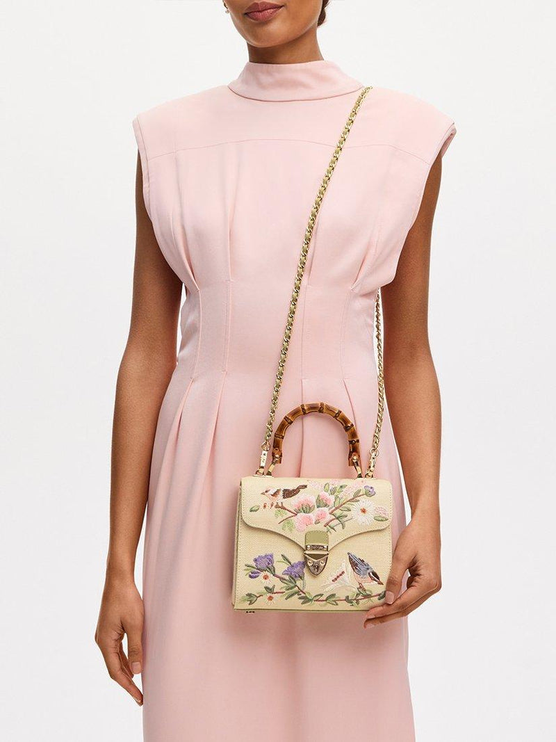Aspinal of London Mayfair Midi embroidered grab bag, imported from the UK