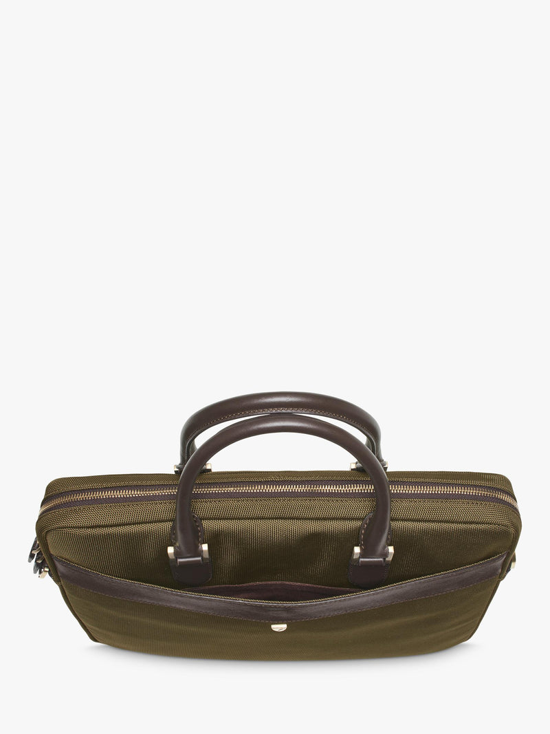 Aspinal of London slim briefcase in khaki, UK version