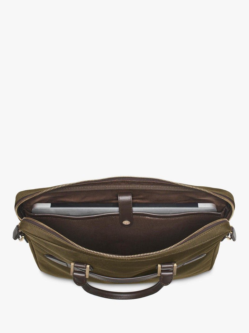 Aspinal of London slim briefcase in khaki, UK version