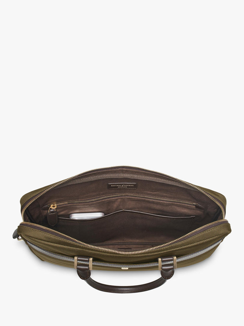Aspinal of London slim briefcase in khaki, UK version