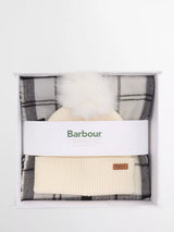 John Lewis Barbour Dover Beanie Hat and Hailes Scarf Gift Set, Cream/Black/Grey- Buy online at McGrocer