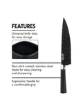 Dojo Yumi universal knife block with 5 non-stick kitchen knives (British brand)