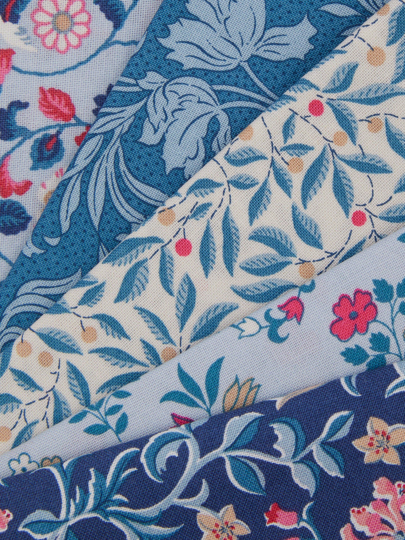 Liberty Fabrics Willow Stitch fat quarters pack of 5, imported from the UK