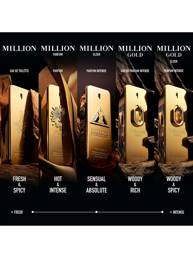 Rabanne Million Gold Elixir Parfum Intense 100ml bottle, imported from the UK