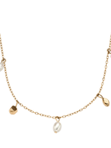 John Lewis Skagen Polished Pebble Necklace Gold and Pearl- Buy online at McGrocer