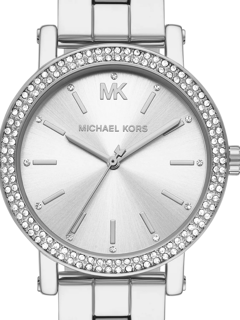 Michael Kors Corey watch 38mm studded bracelet silver - British product