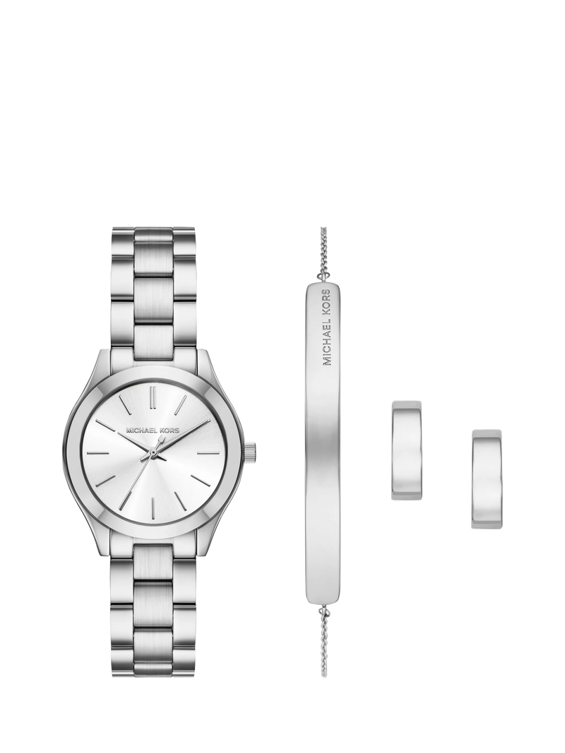 Michael Kors silver watch gift set Slim Runway, imported from the UK