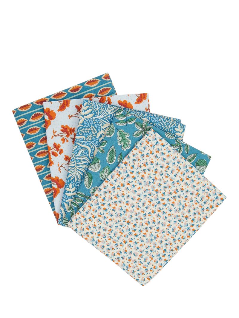 Liberty Fabrics fat quarters pack of 5 in floral patterns, imported from UK