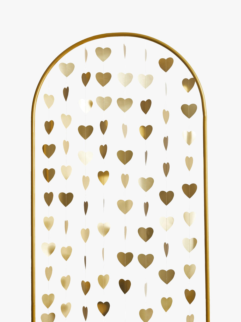 Hootyballoo golden hearts hanging backdrop for parties, UK version